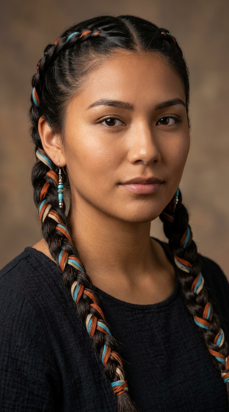 Double Dutch Braids with Woven Ribbons