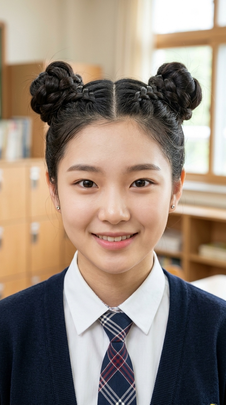 Double Dutch Buns (Braided Space Buns)