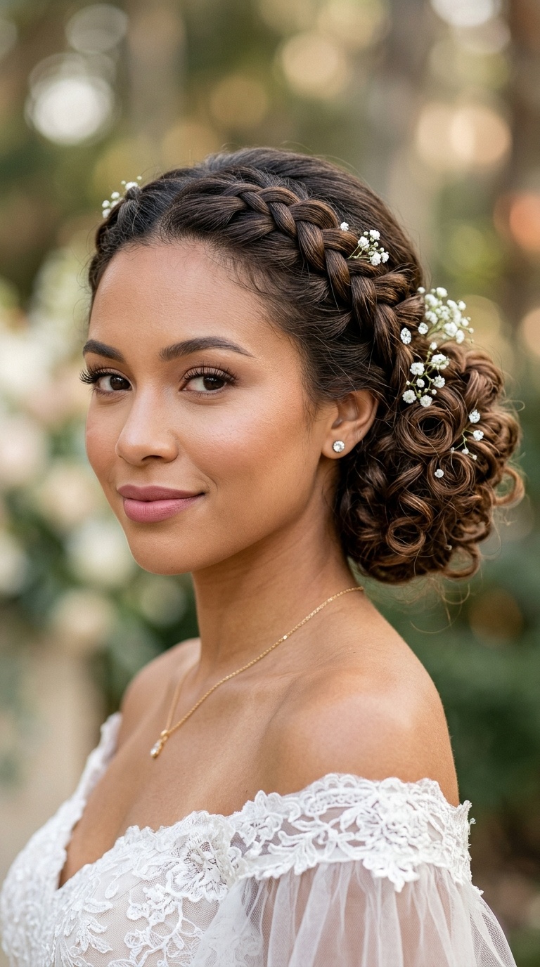 Double French Braid into Curly Bun