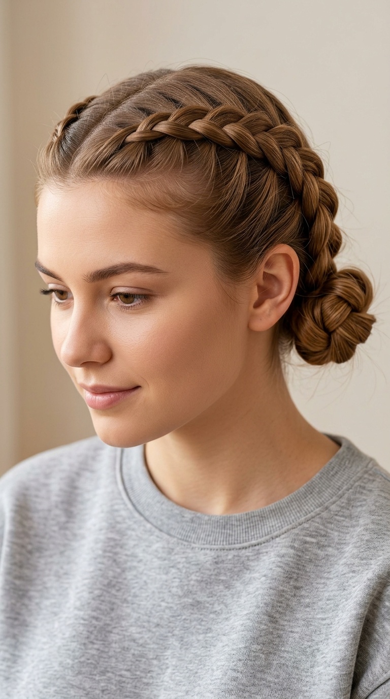 Double French Braid Low Buns
