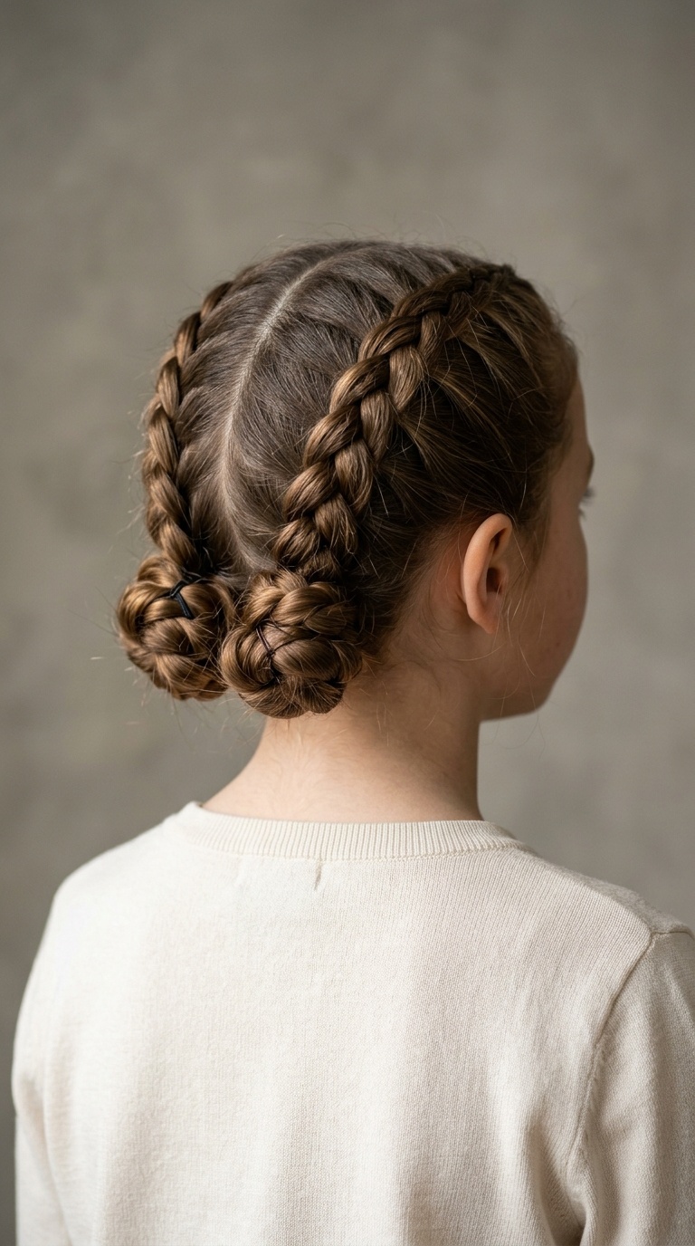 Double French Braid Low Buns