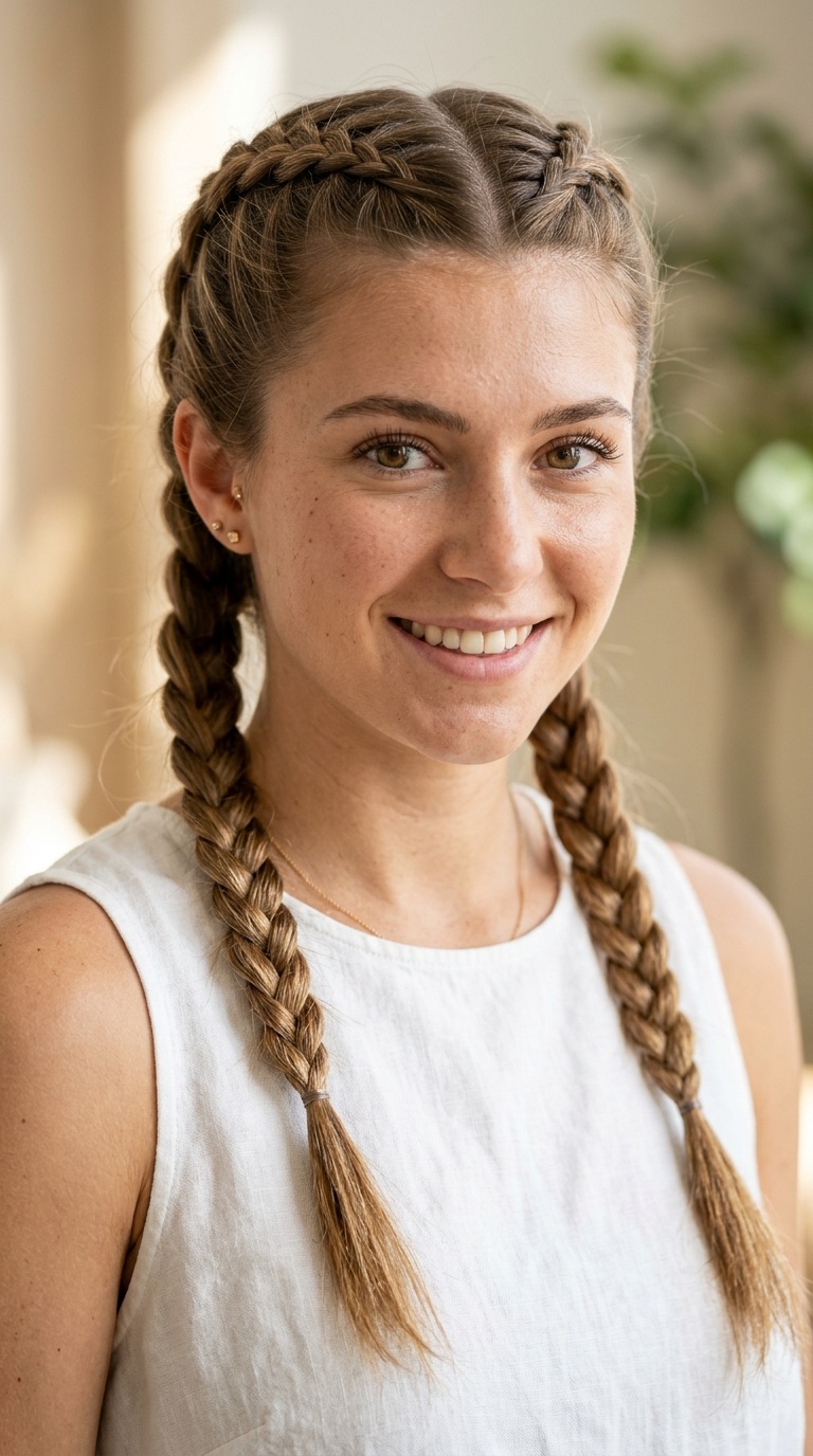 Double French Braid Pigtails