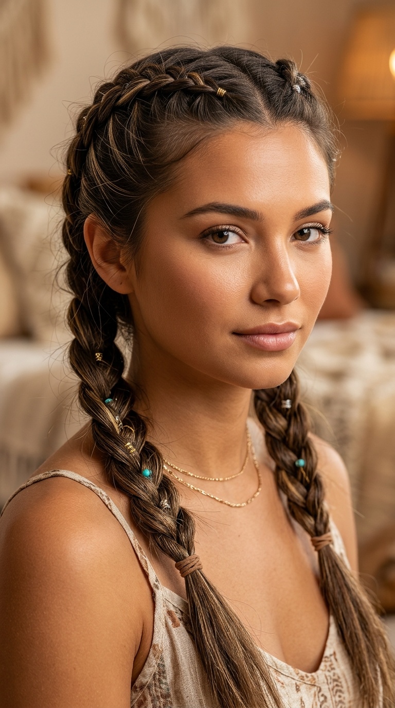 Double French Braid Pigtails