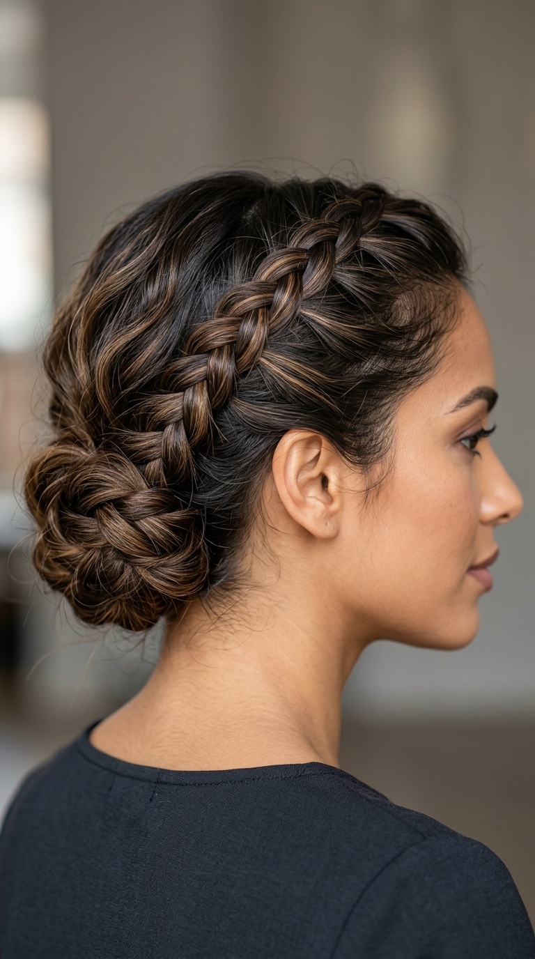 Double French Braid Updo
