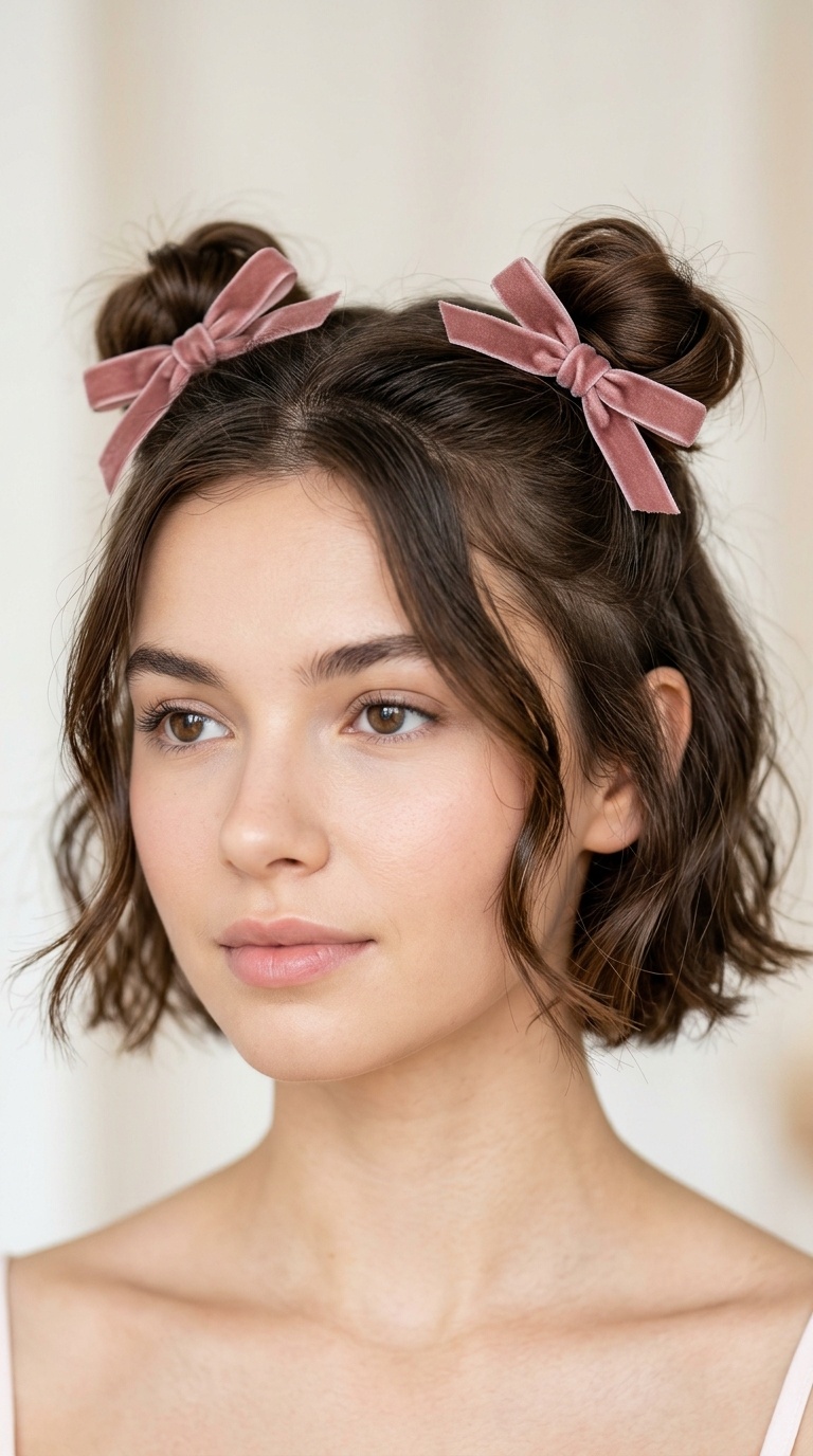 Double Mini Bows for Space Buns
