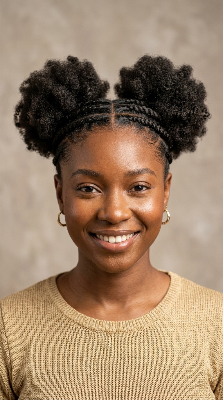 Double Puffs with Flat Twists in Back