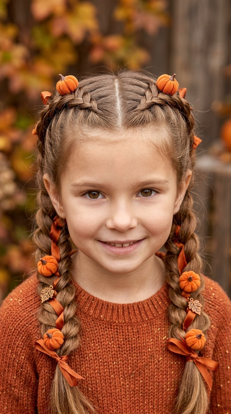Double Pumpkin Dutch Braids