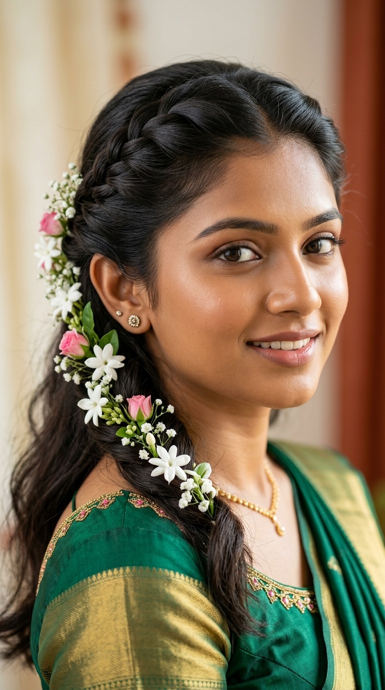 Double Side Twists with Cascading Flowers