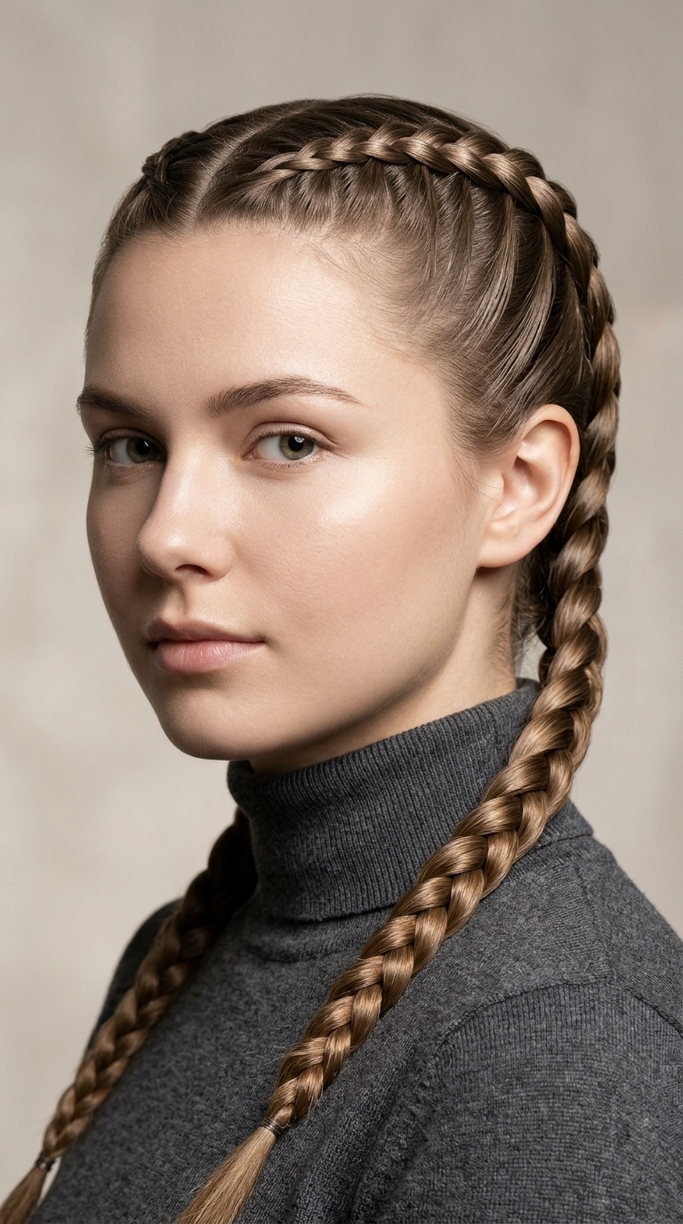 Double Sleek Dutch Braids