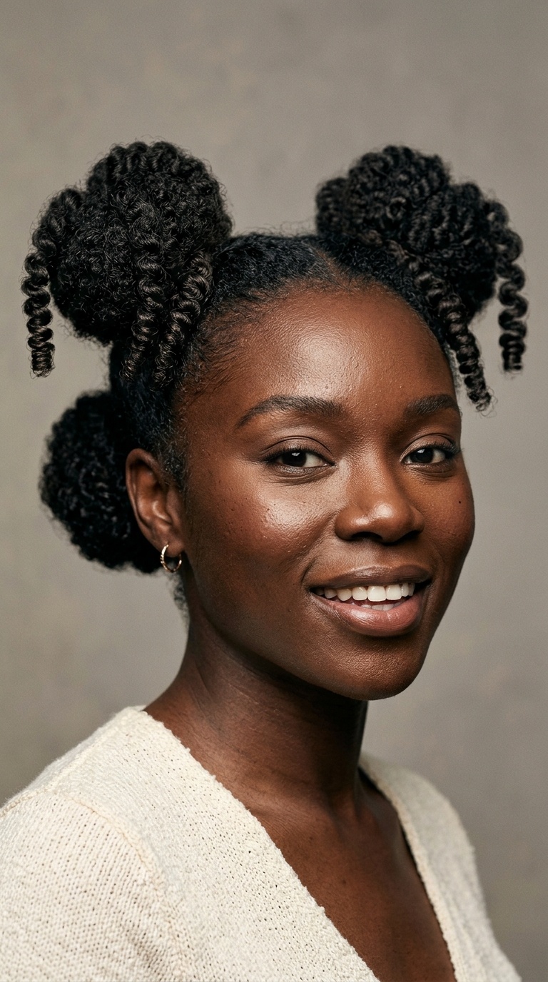 Double Space Buns with Coiled Ends