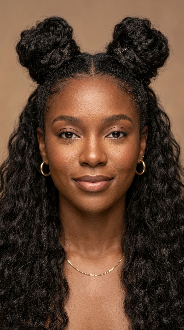 Double Space Buns with Loose Waves