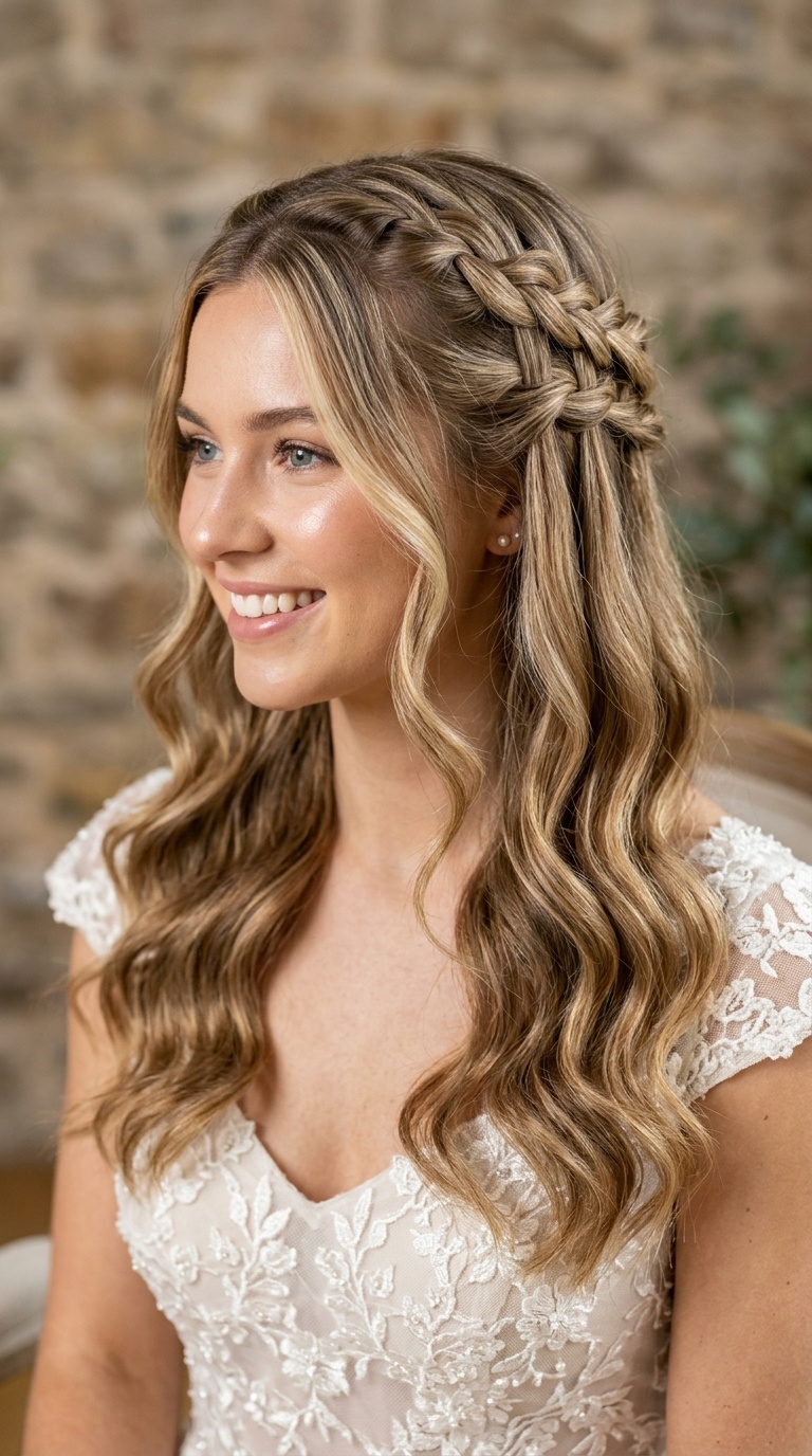 Double Waterfall Braid with Loose Waves