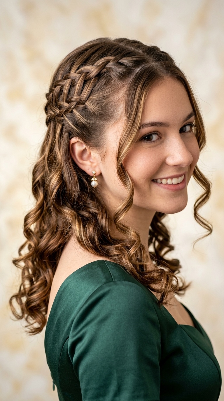 Double Waterfall Braid with Ringlets