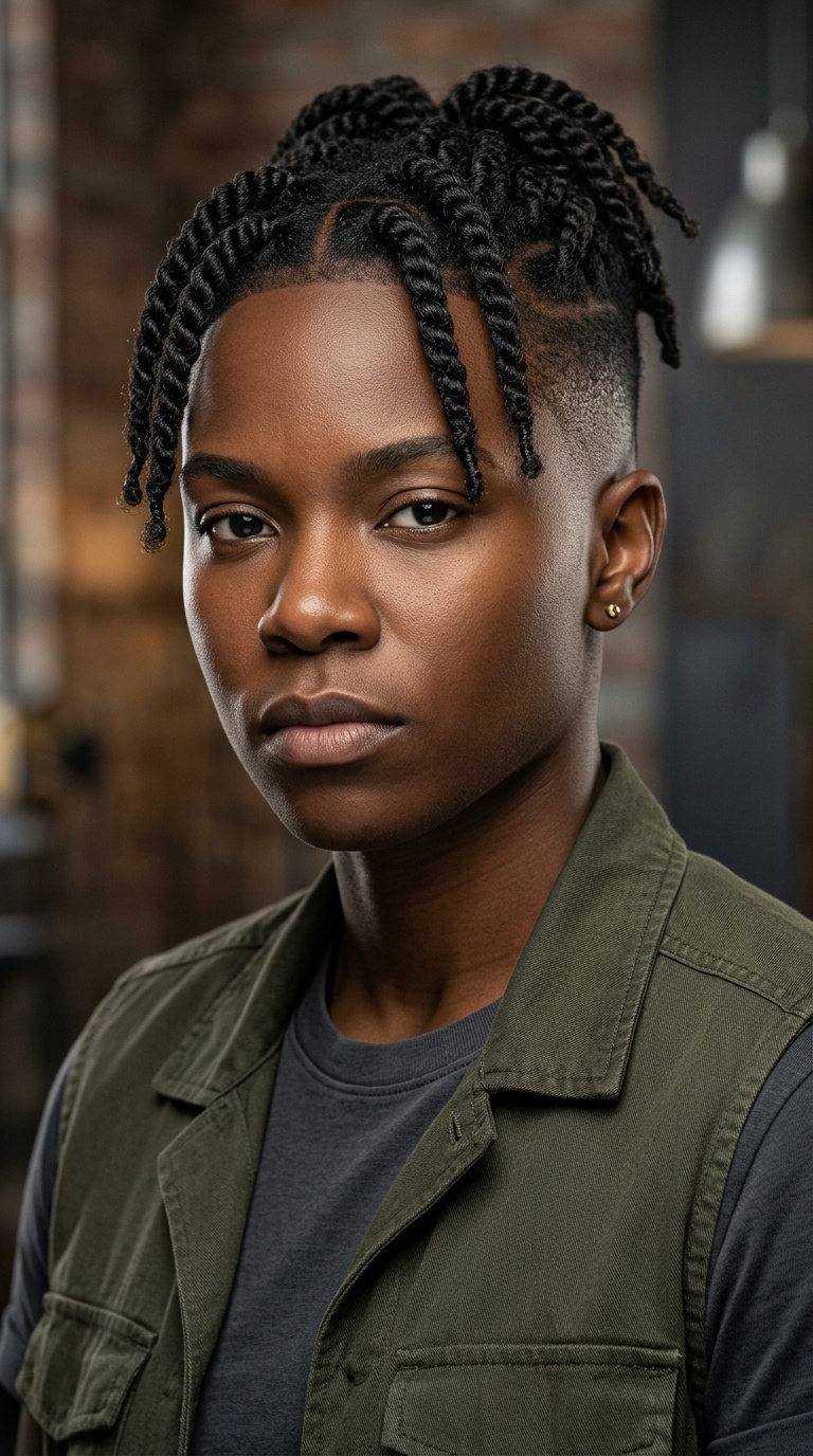 Drop Fade with Two-Strand Twists