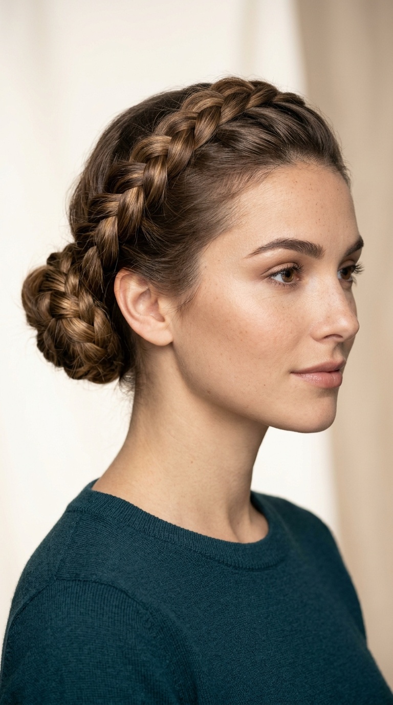 Dutch Braid Crown Bun
