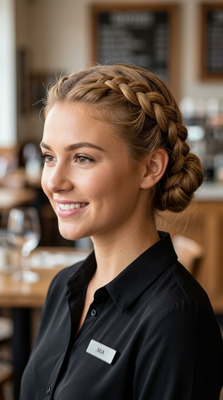 Dutch Braid Crown Bun