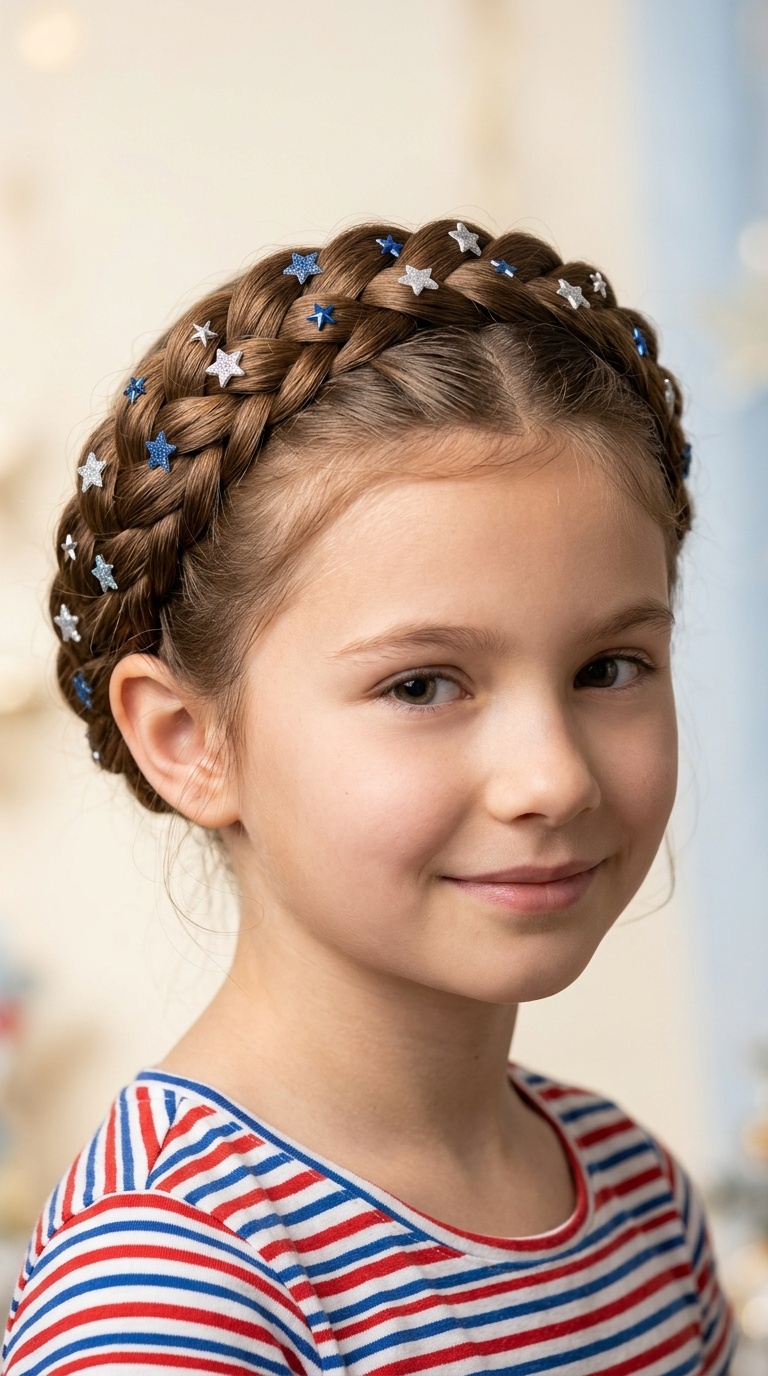 Dutch Braid Crown with Star Studs