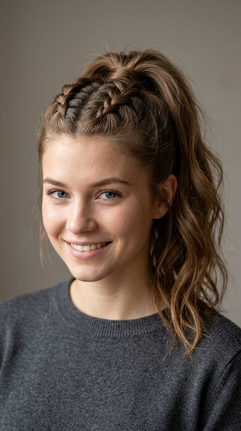 Dutch Braid Faux Hawk Ponytail