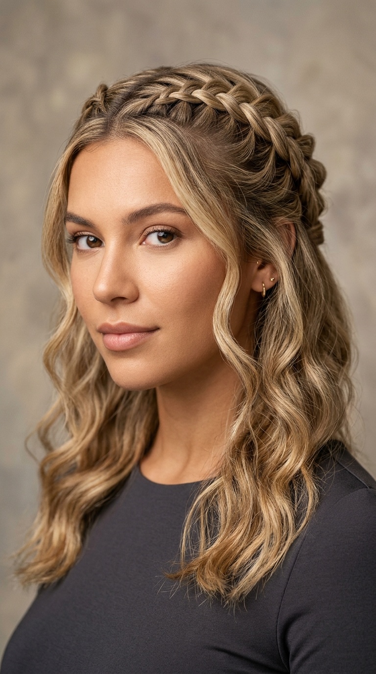 Dutch Braid Half-Up Style