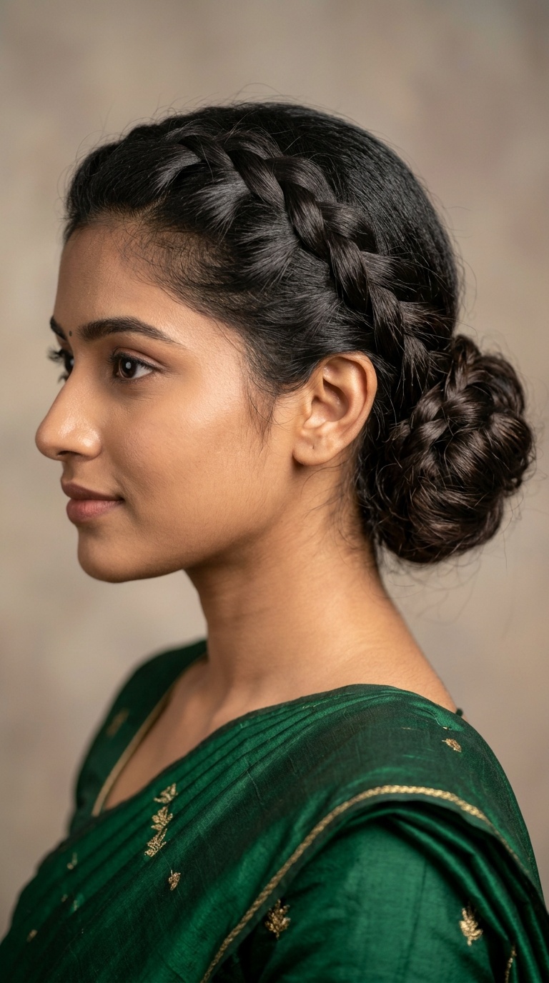 Dutch Braid into a Low Bun