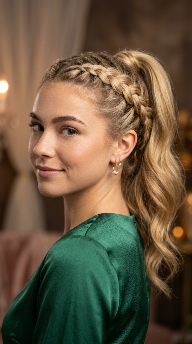 Dutch Braid into a Ponytail