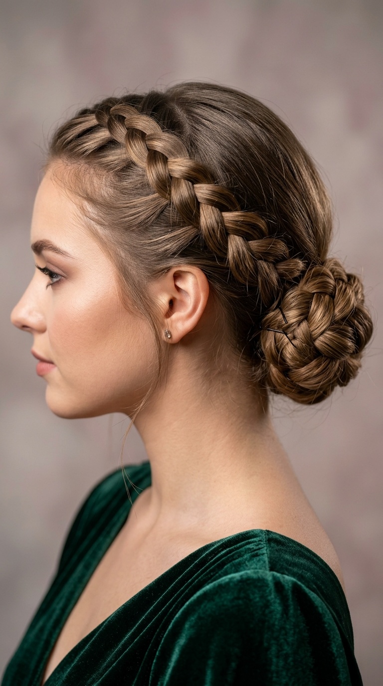 Dutch Braid into Low Bun