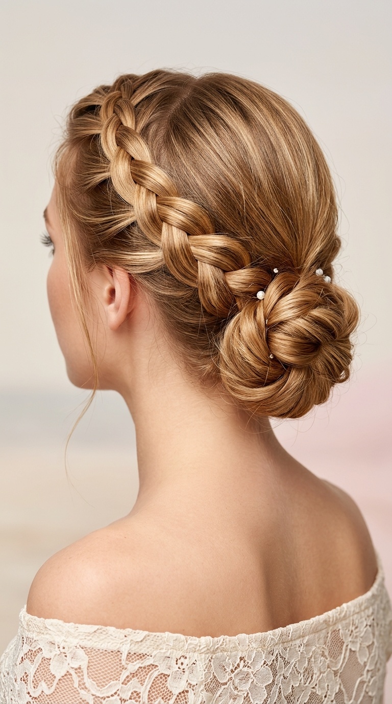 Dutch Braid into Low Bun