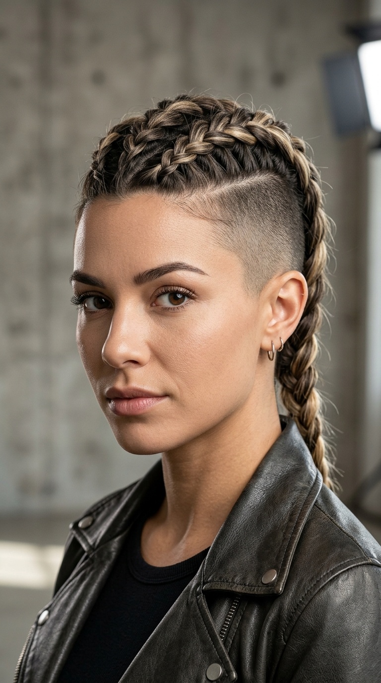 Dutch Braid Mohawk with Undercut