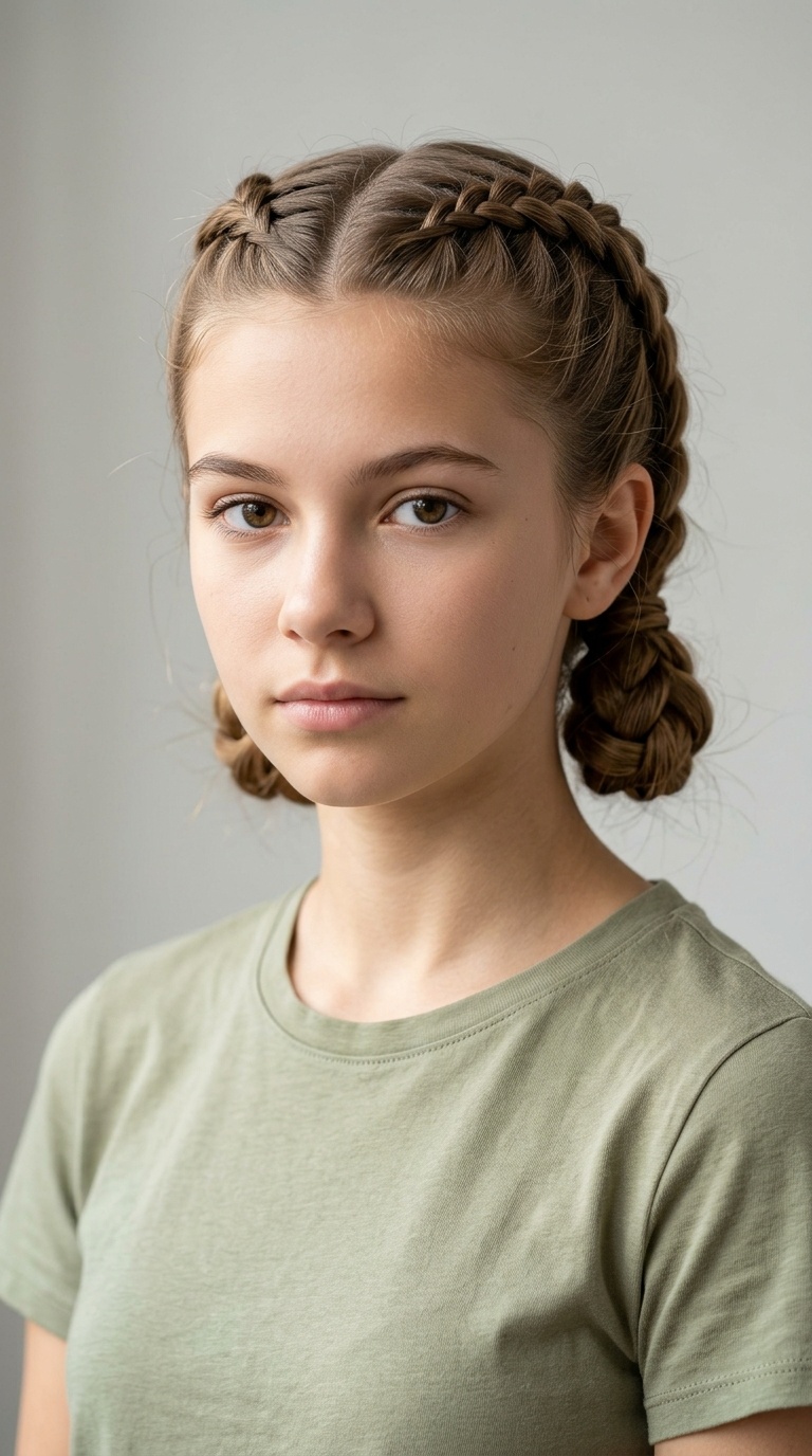 Dutch Braid Pigtails with Tucked Ends