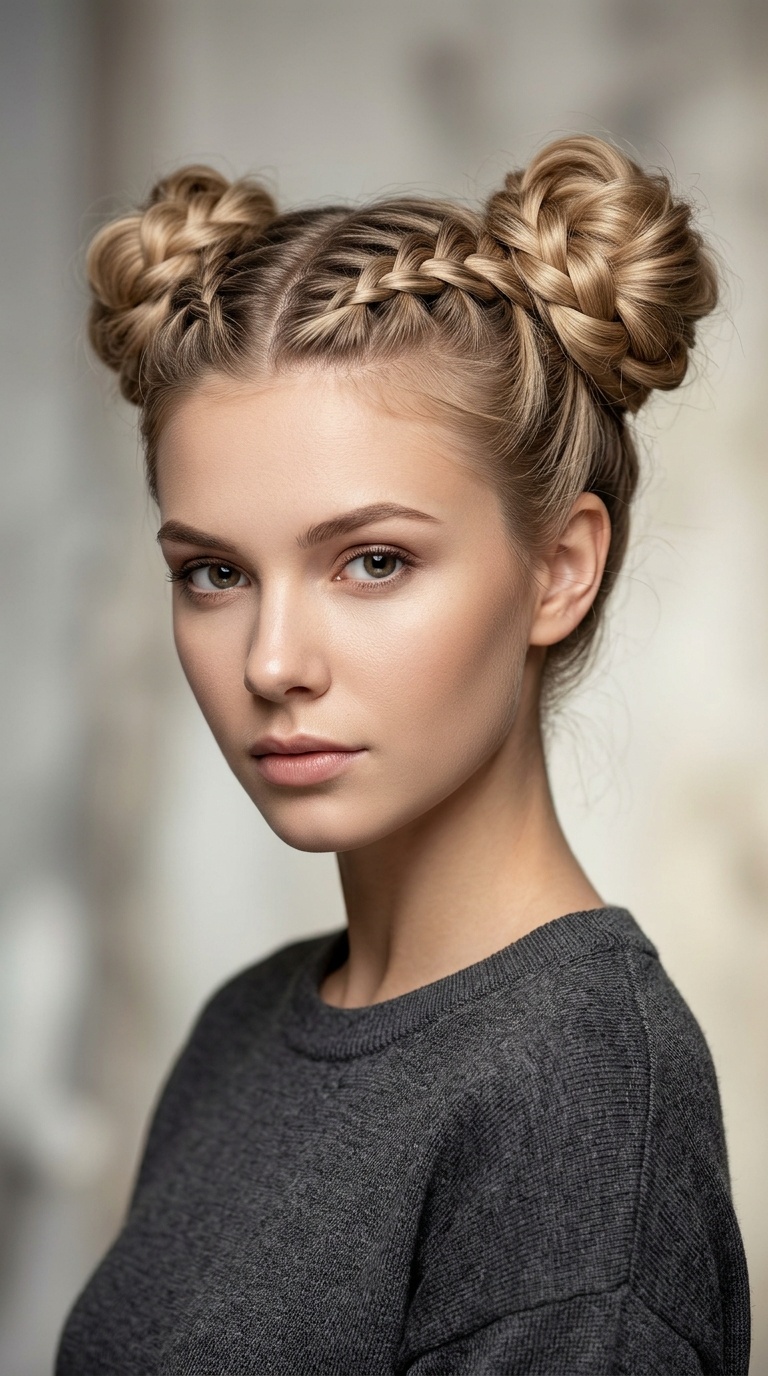 Dutch Braid Space Buns