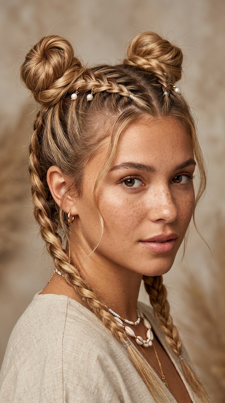 Dutch Braid Space Buns