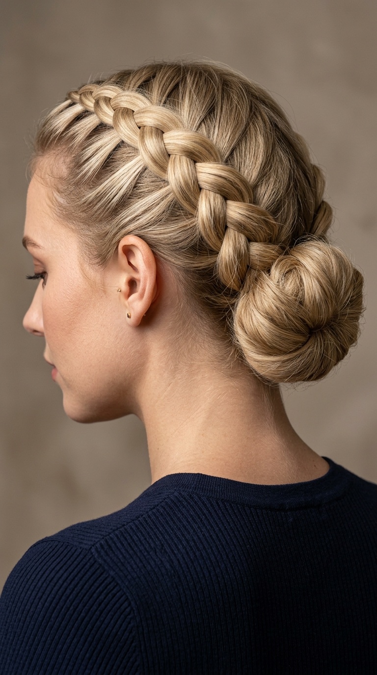Dutch Braid to Low Bun