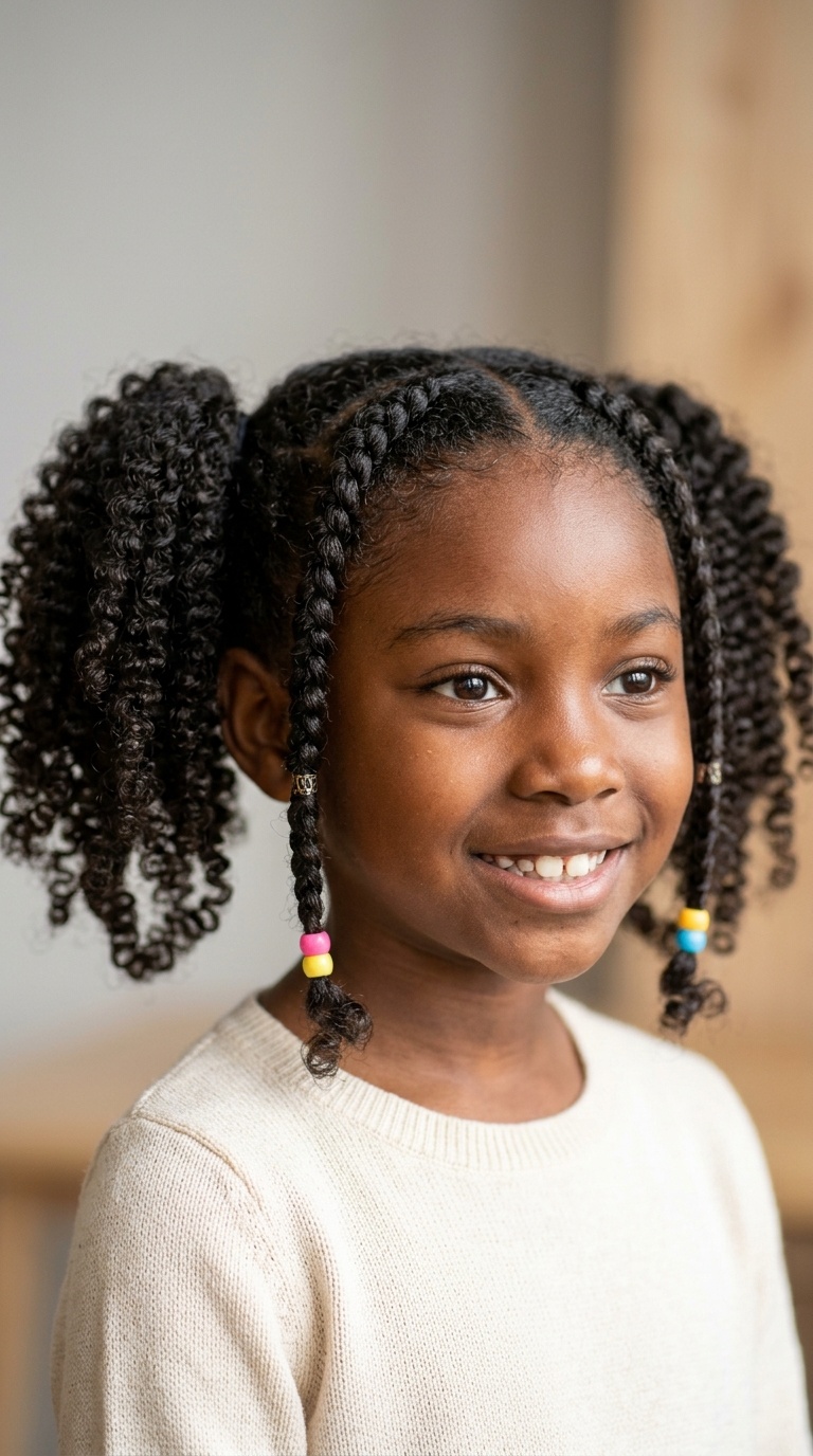 Dutch Braids into Curly Pigtails
