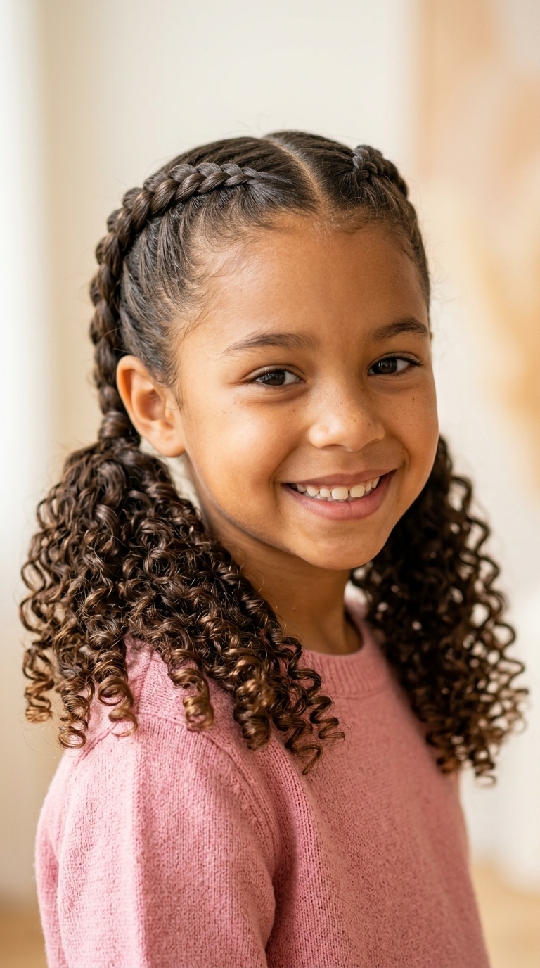 Dutch Braids into Curly Pigtails