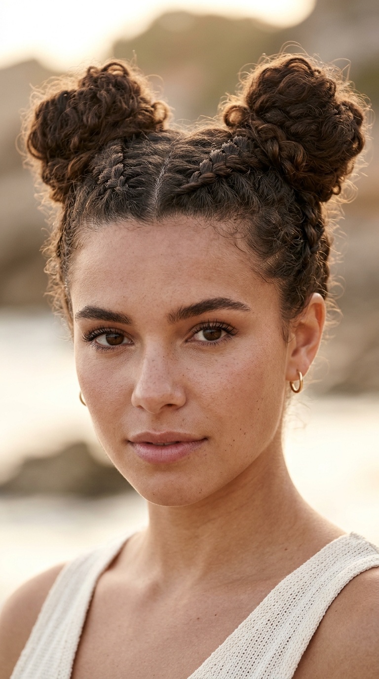 Dutch Braids into Space Buns