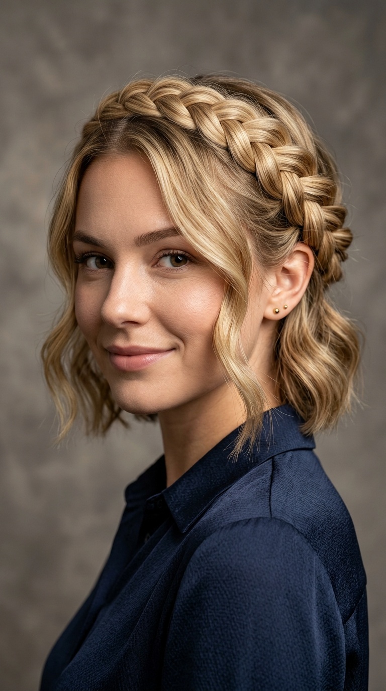 Dutch Crown Braid for Short Hair
