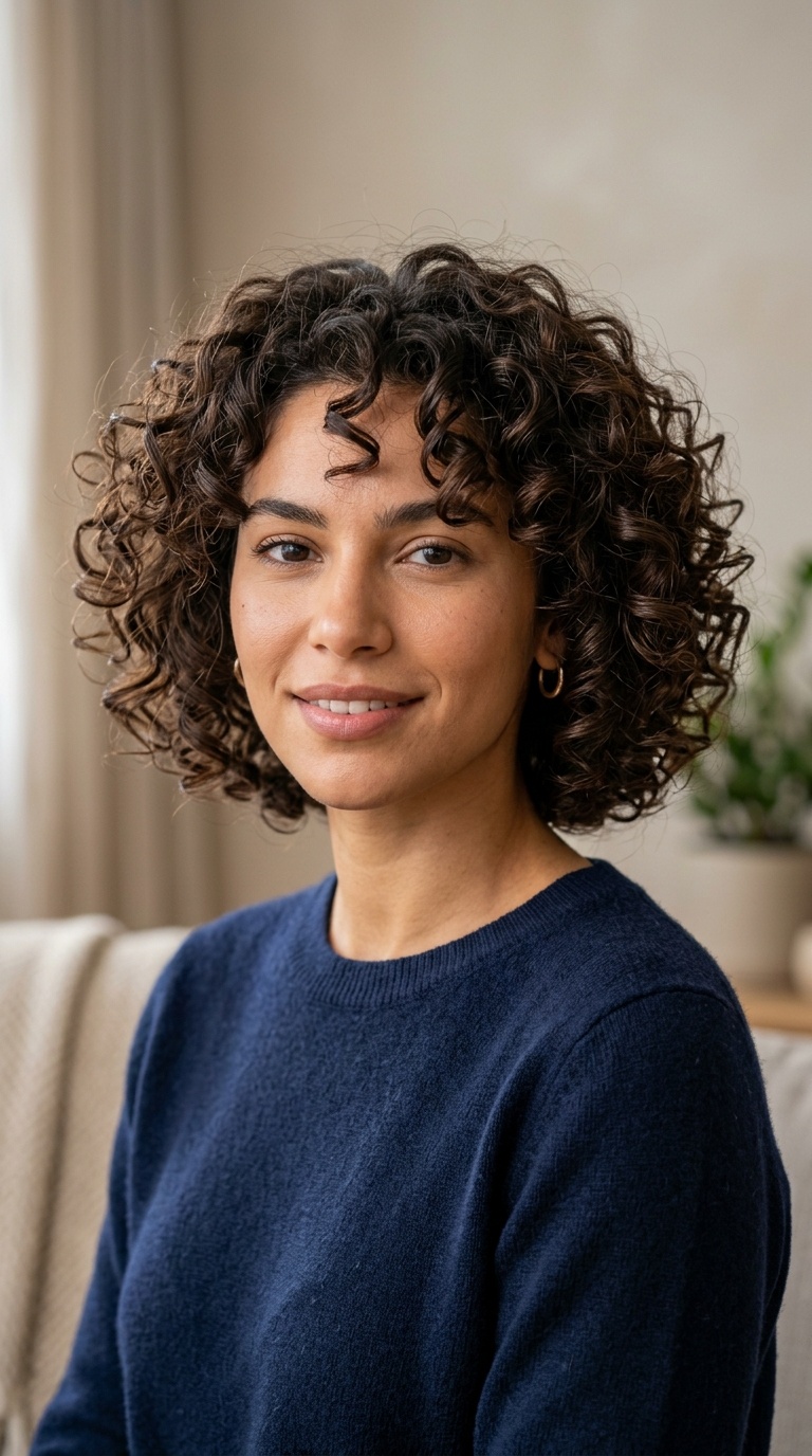 Ear-Length Curly French Bob