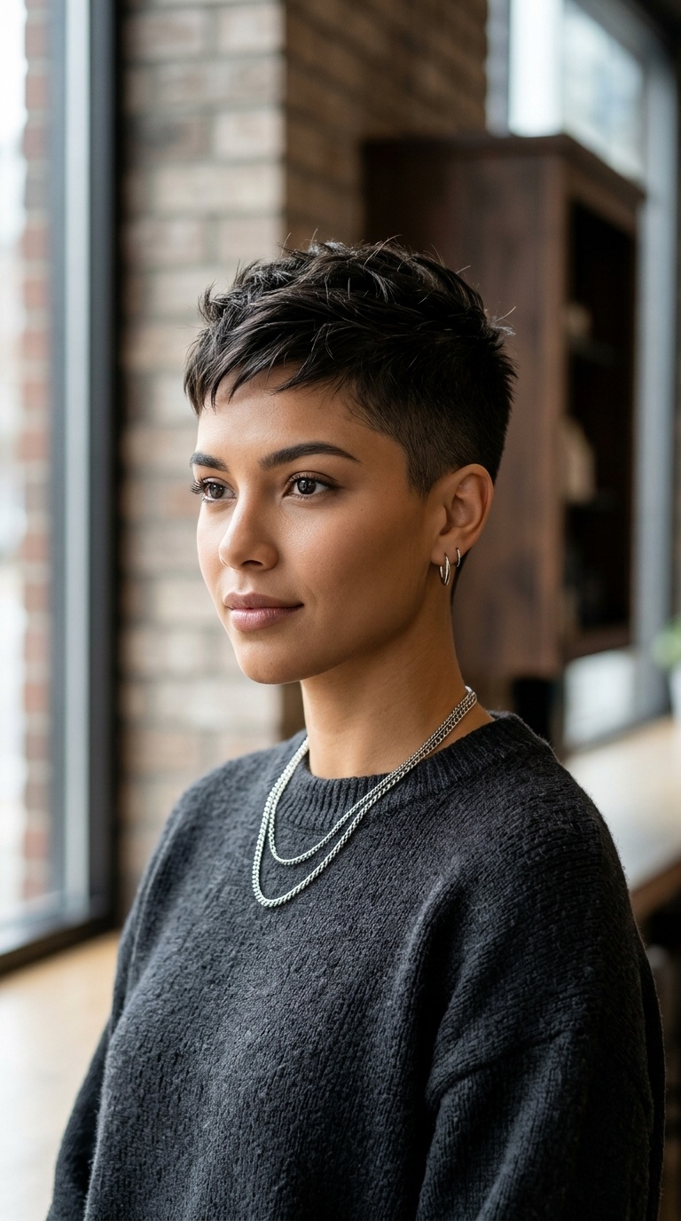 Edgy Buzz Cut with Textured Top
