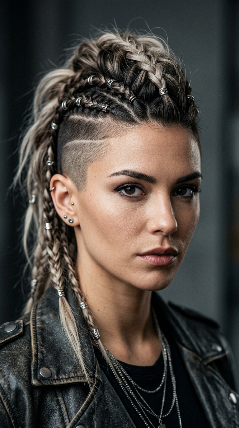 Edgy Mohawk with Hair Rings