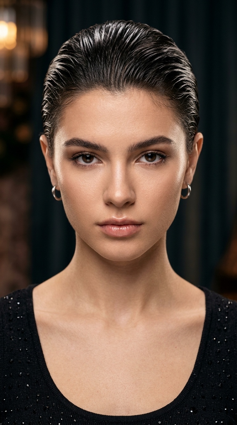 Edgy Wet-Look Slicked Back