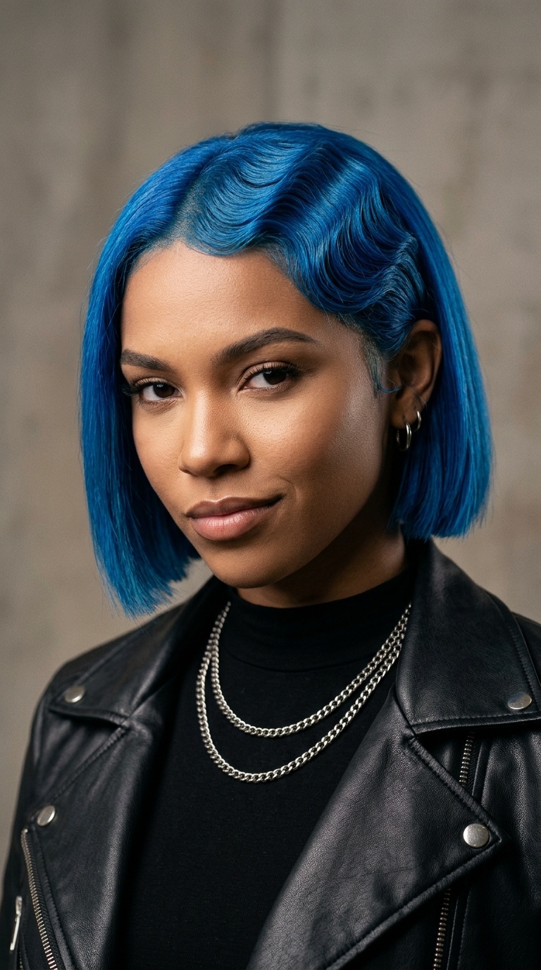 Electric Blue A-Line Bob