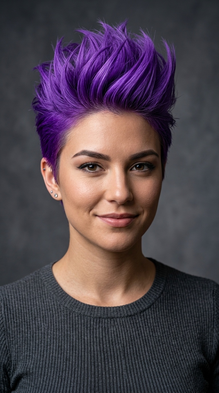 Electric Purple Spiky Pompadour