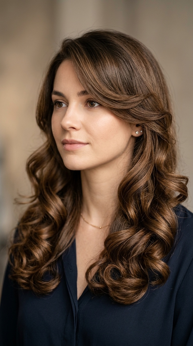 Elegant Barrel Curls with Sweeping Side Layers