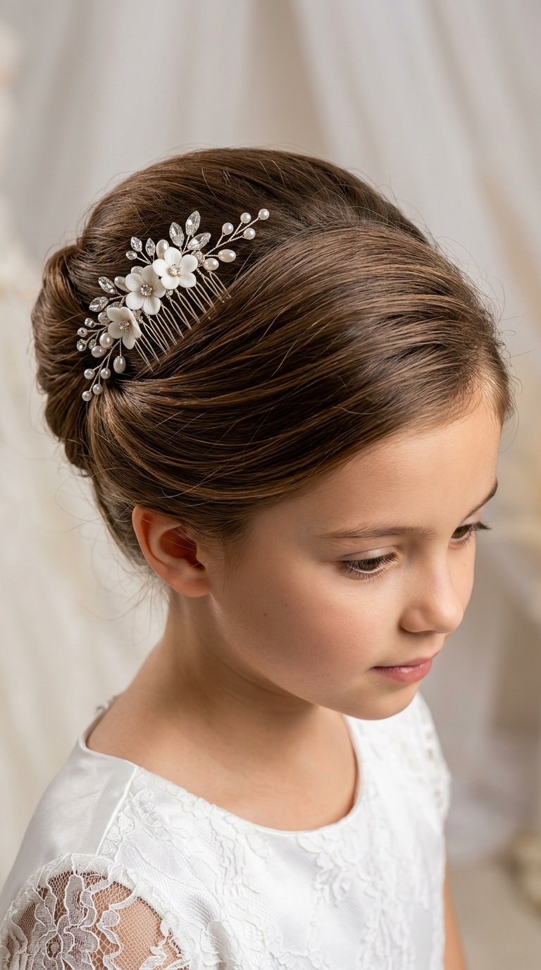 Elegant French Twist with Floral Comb