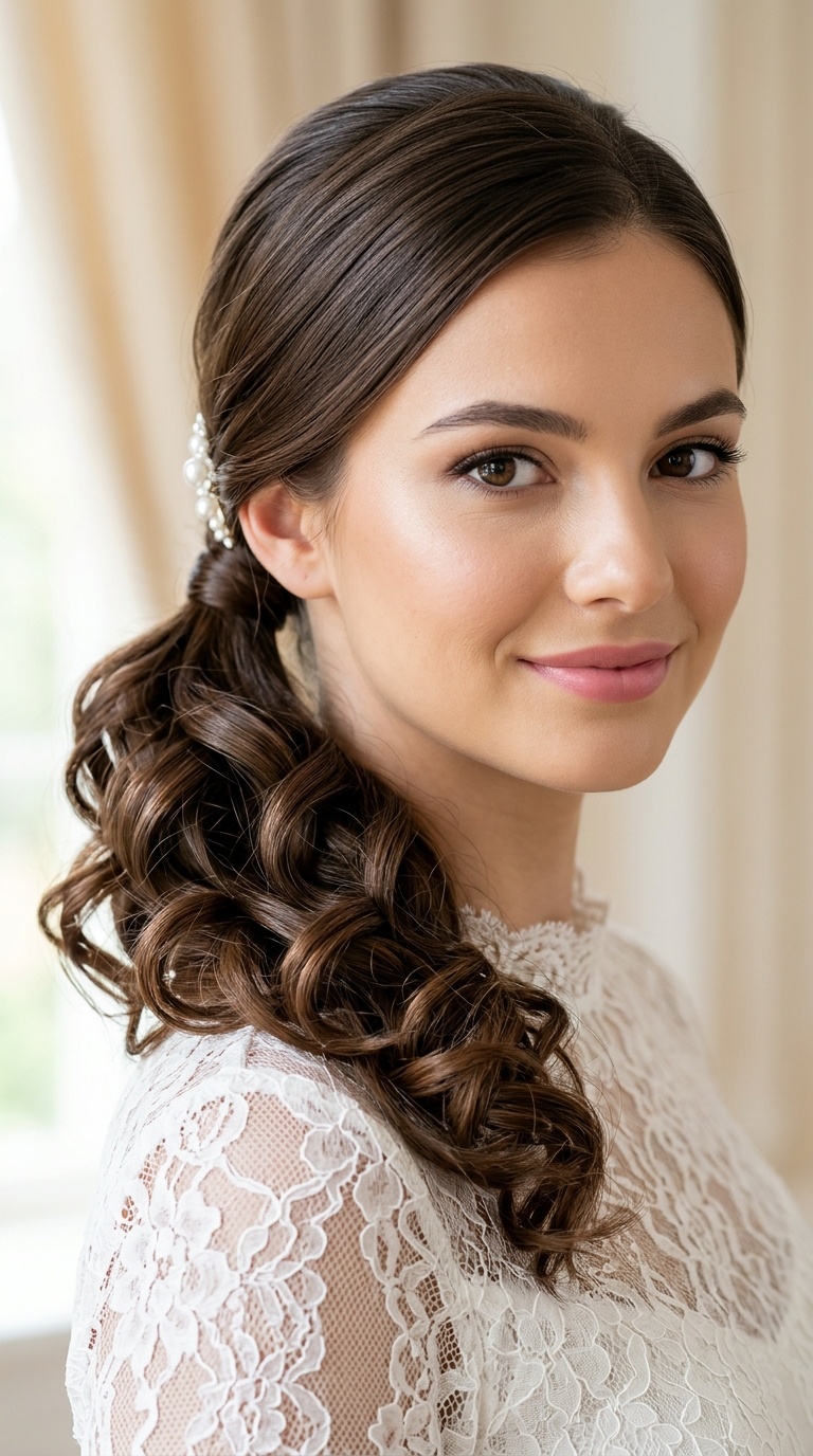 Elegant Low Side-Pony with Curls