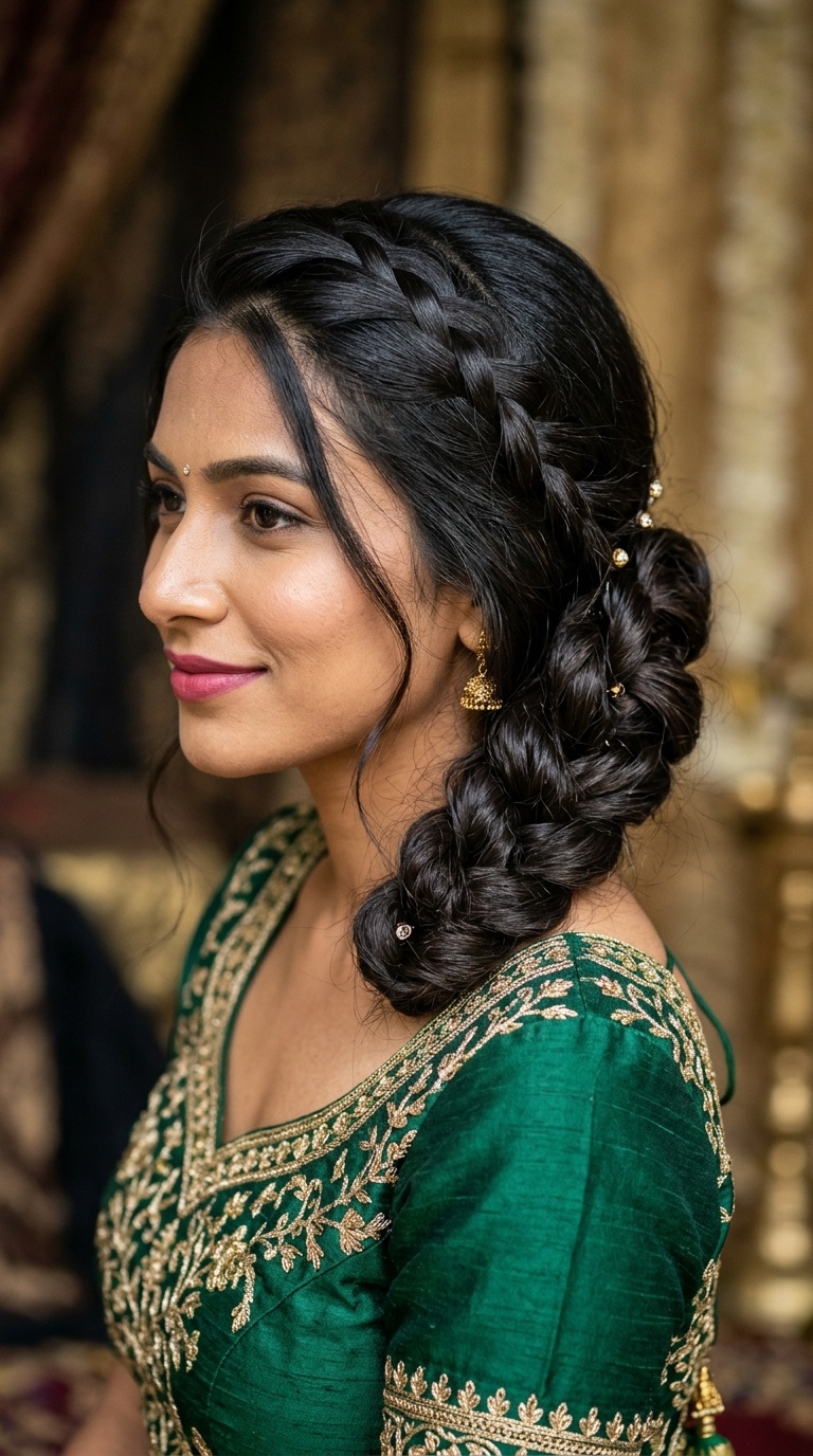 Elegant Side-Swept Braided Bun