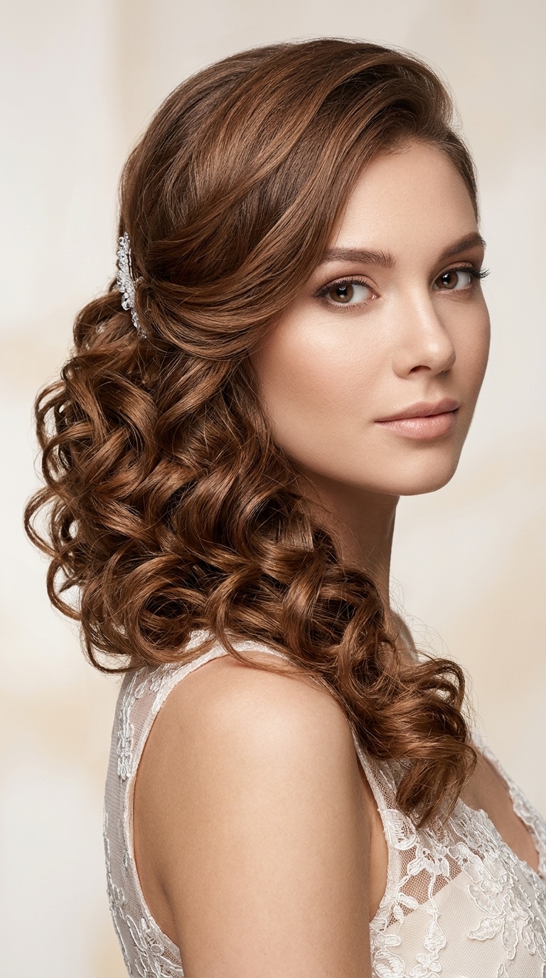 Elegant Side-Swept Curls