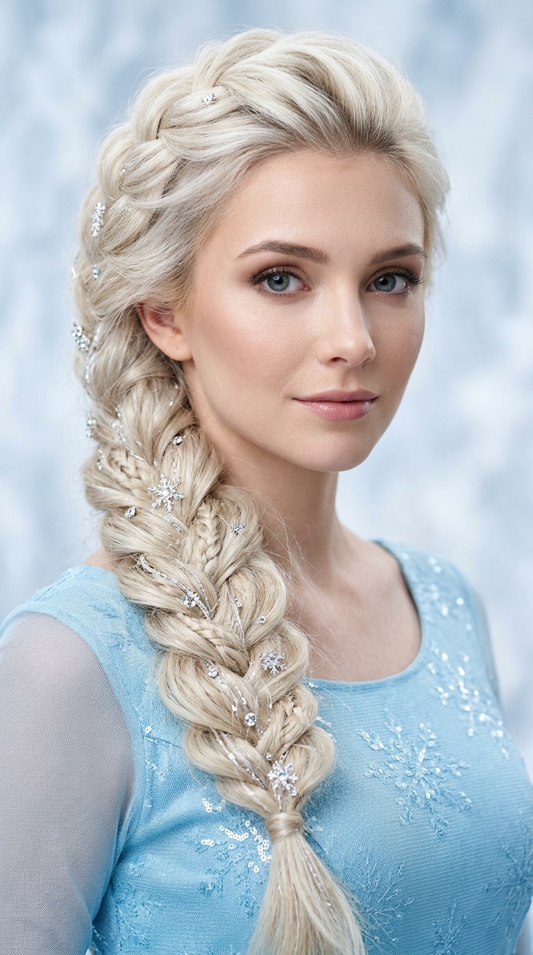 Elsa’s Icy Voluminous Side Braid