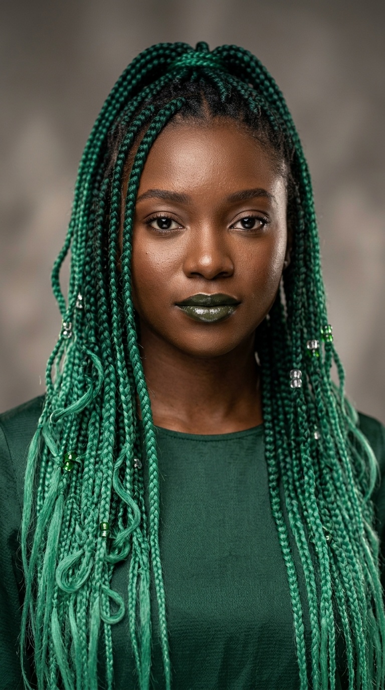 Emerald Green Gradient Braids