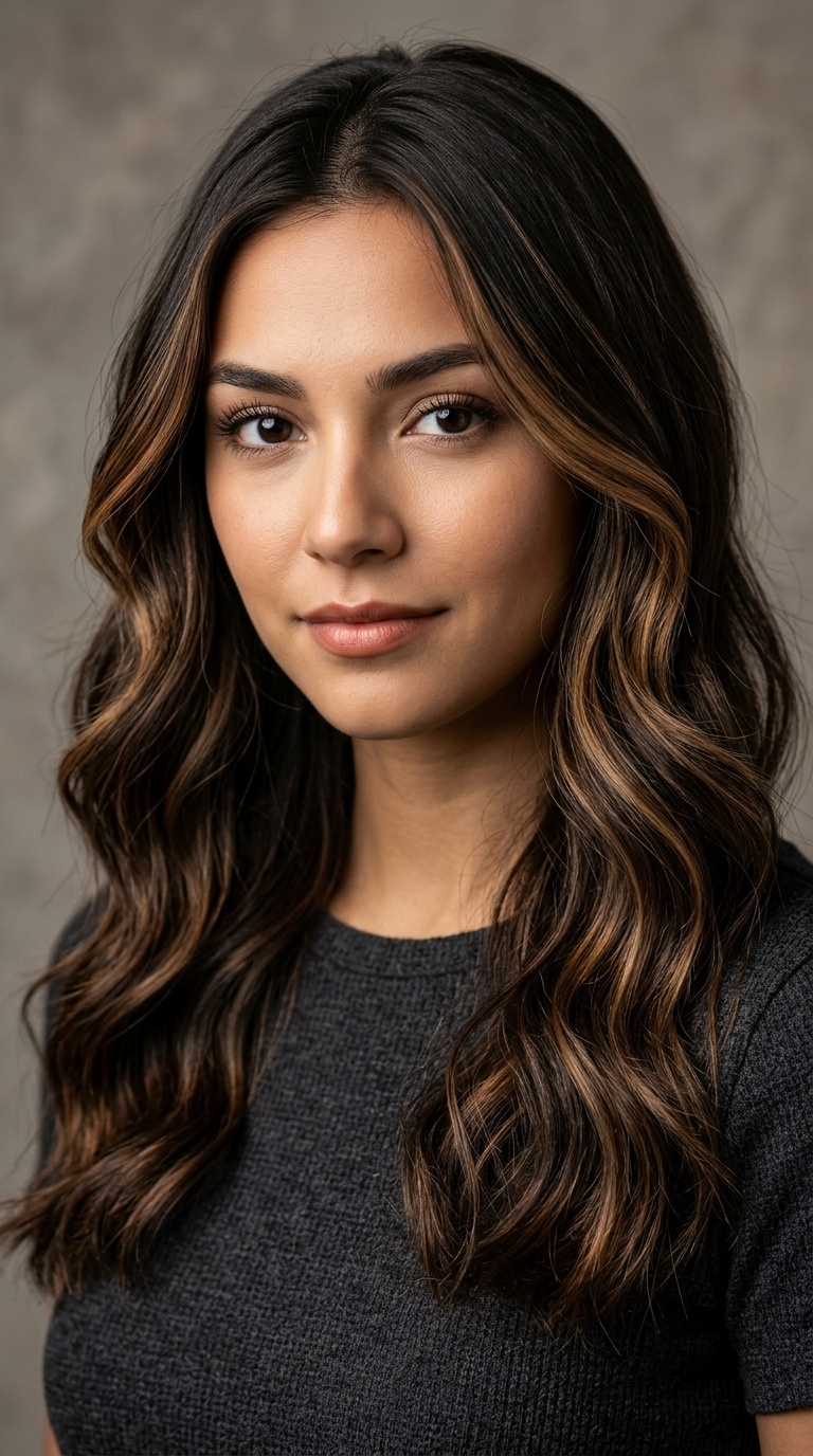 Espresso Balayage with Face-Framing Bits
